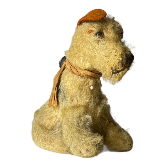 50's Early STEIFF Mini FOXY Spotted Fox Terrier w RIBBON BELL Sitting *NO BUTTON